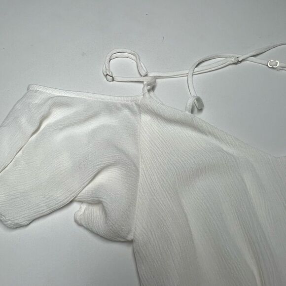Lulu's Dress White Mini Off The Shoulder Criss Cross Summer Dress Size M - Picture 12 of 14